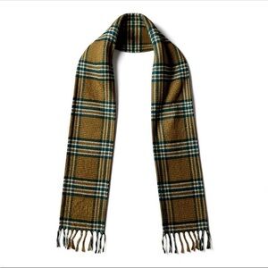 Unisex Plaid Wool Scarf in Brown and Green